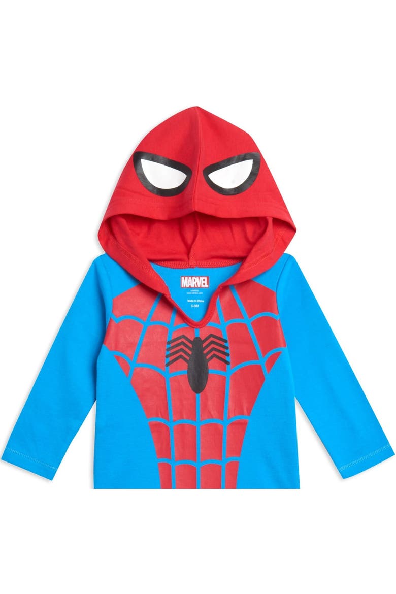 Avengers 3-Pack Long Sleeve Hooded Bodysuits, Alternate, color, Marvel Comics Multi