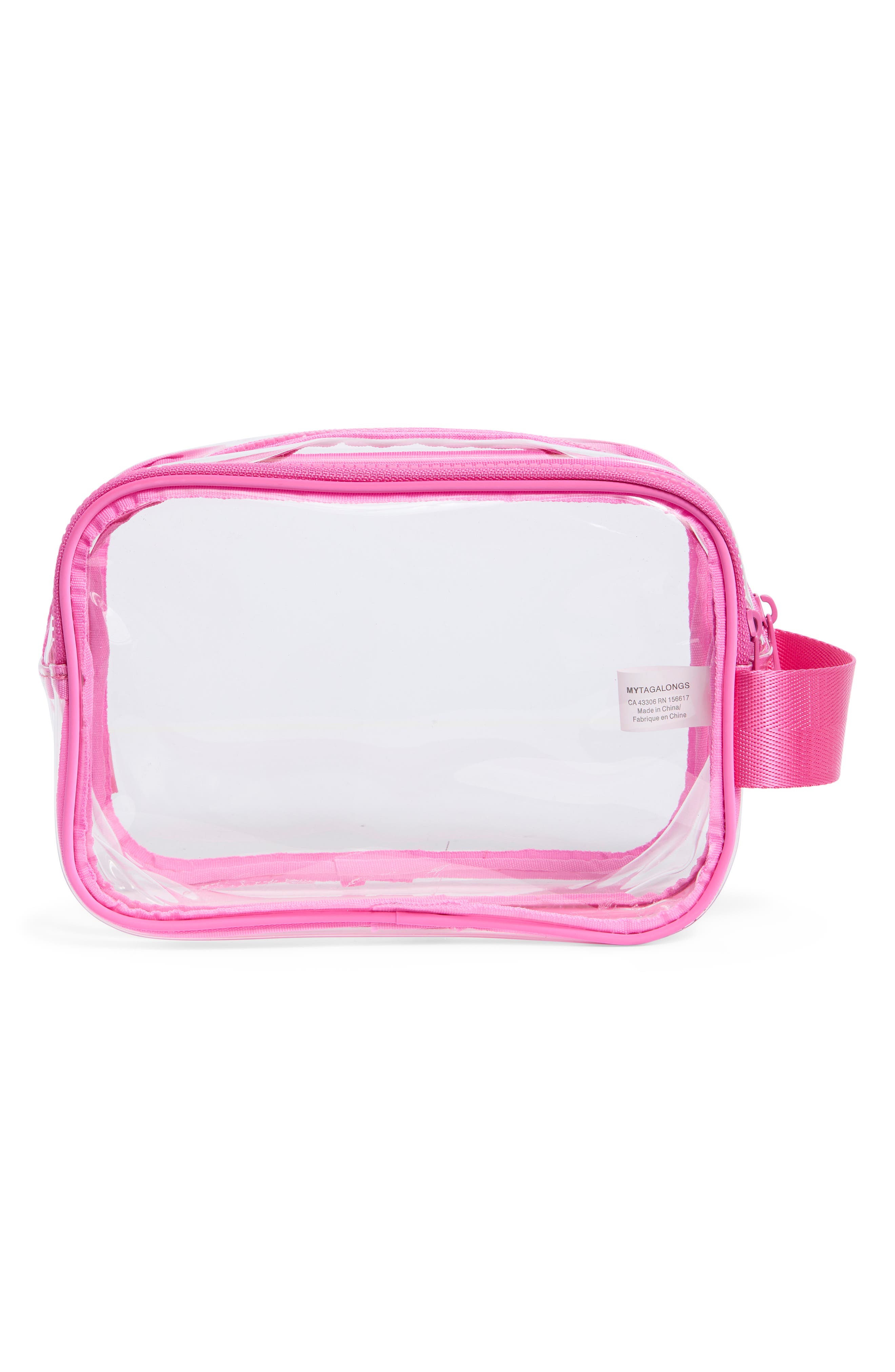 Two-Zip Clear Dopp Kit, Alternate, color, HOT PINK