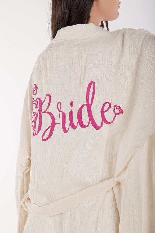 Forever & Always Shoes Thalassa Hande Bridal Short Kimono In White/pink