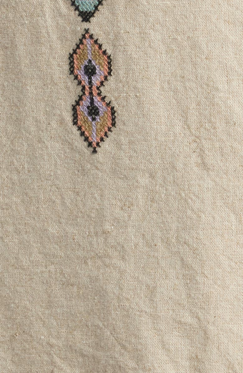 NN07 Ole 5396 Embroidered Linen & Cotton Camp Shirt, Alternate, color, Oatmeal