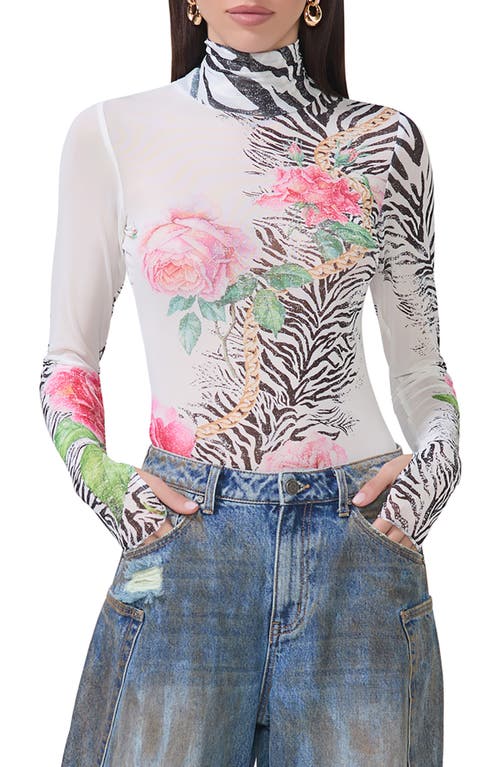 AFRM AFRM ZADIE PRINT SHEER MESH TOP 