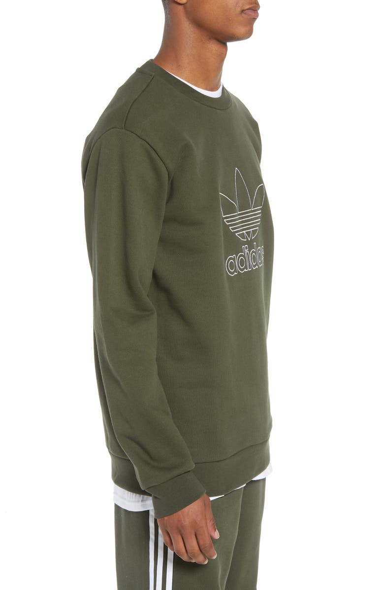 adidas Originals adidas Outline Trefoil Crewneck Sweatshirt, Alternate, color, 