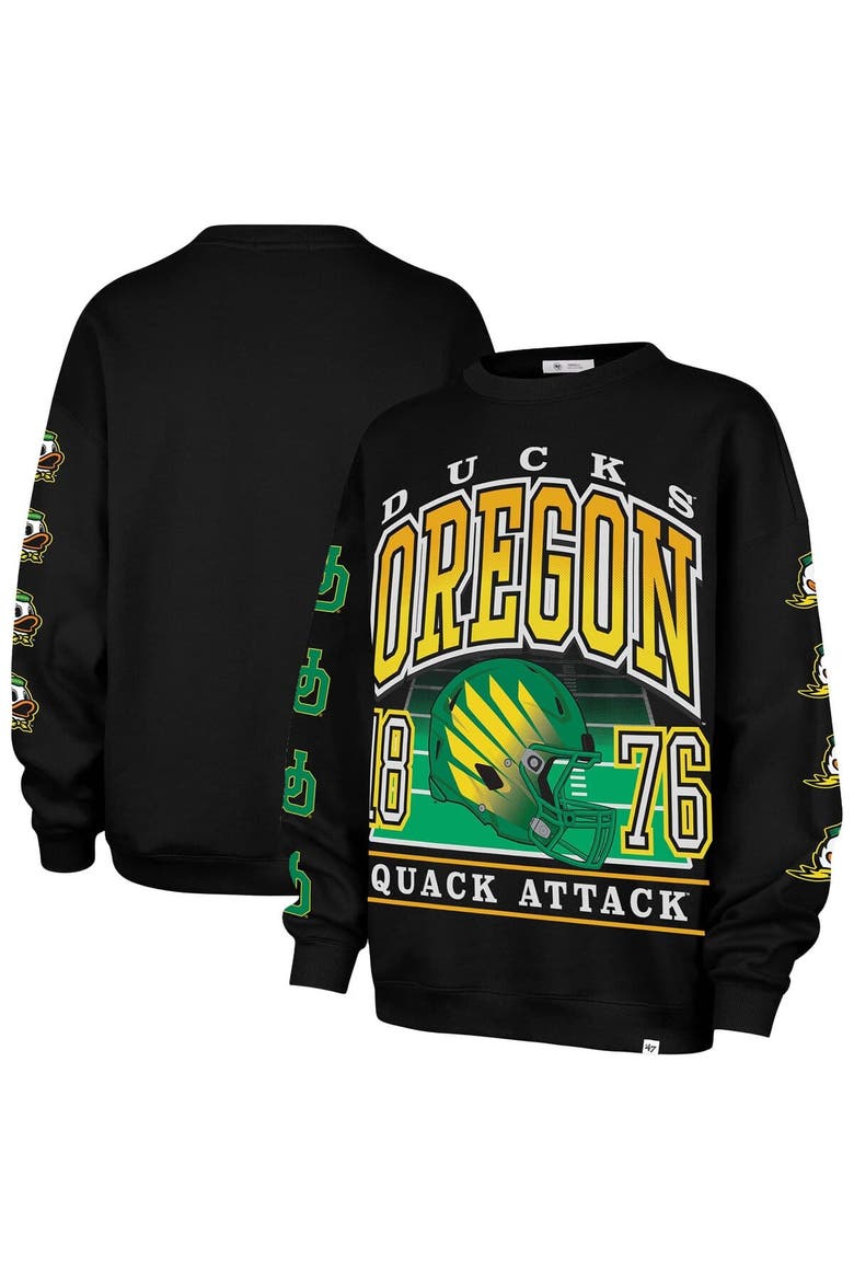 Women's '47 Black Oregon Ducks Go Big Oversized Pullover Sweatshirt, Alternate, color, Black