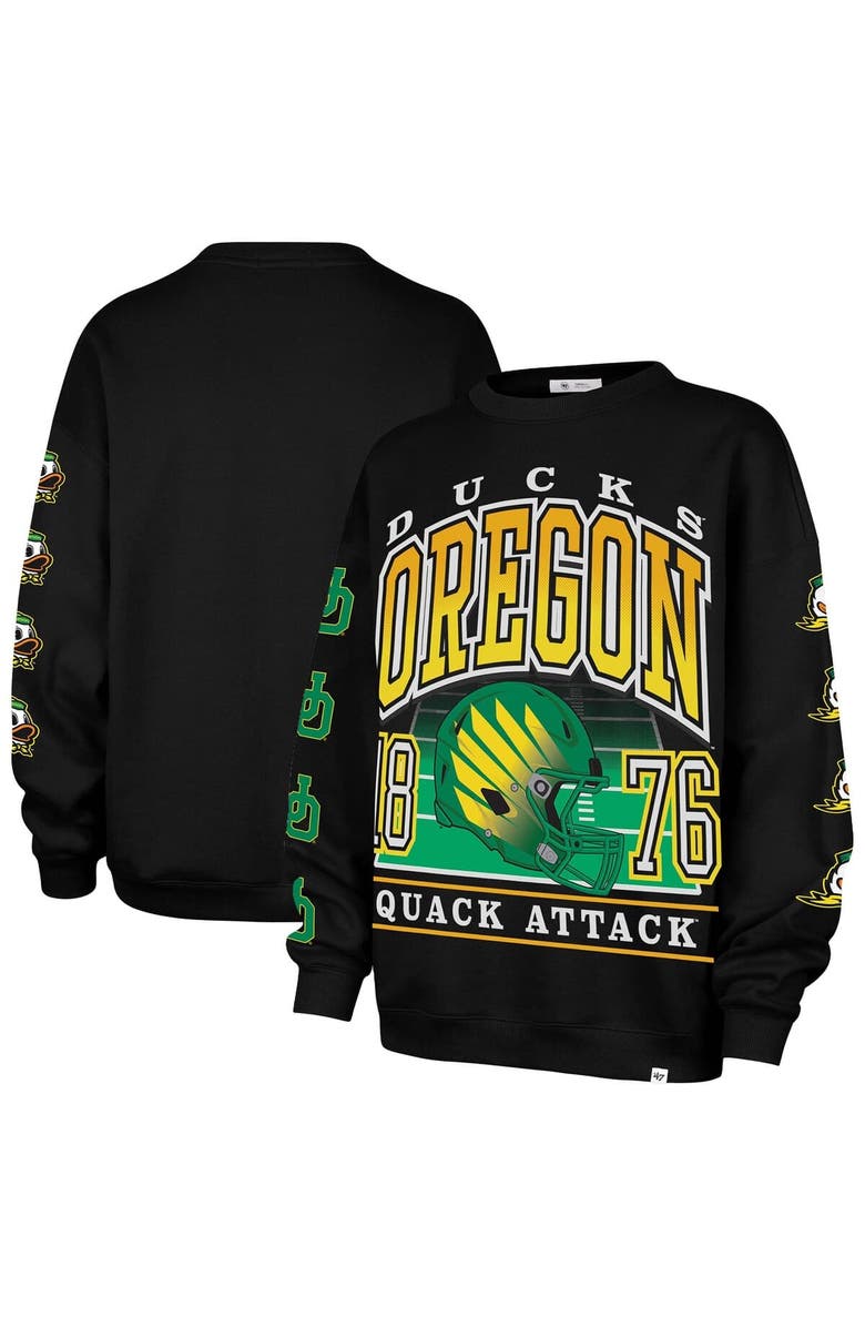 '47 Women's '47 Black Oregon Ducks Go Big Oversized Pullover Sweatshirt, Alternate, color, Black