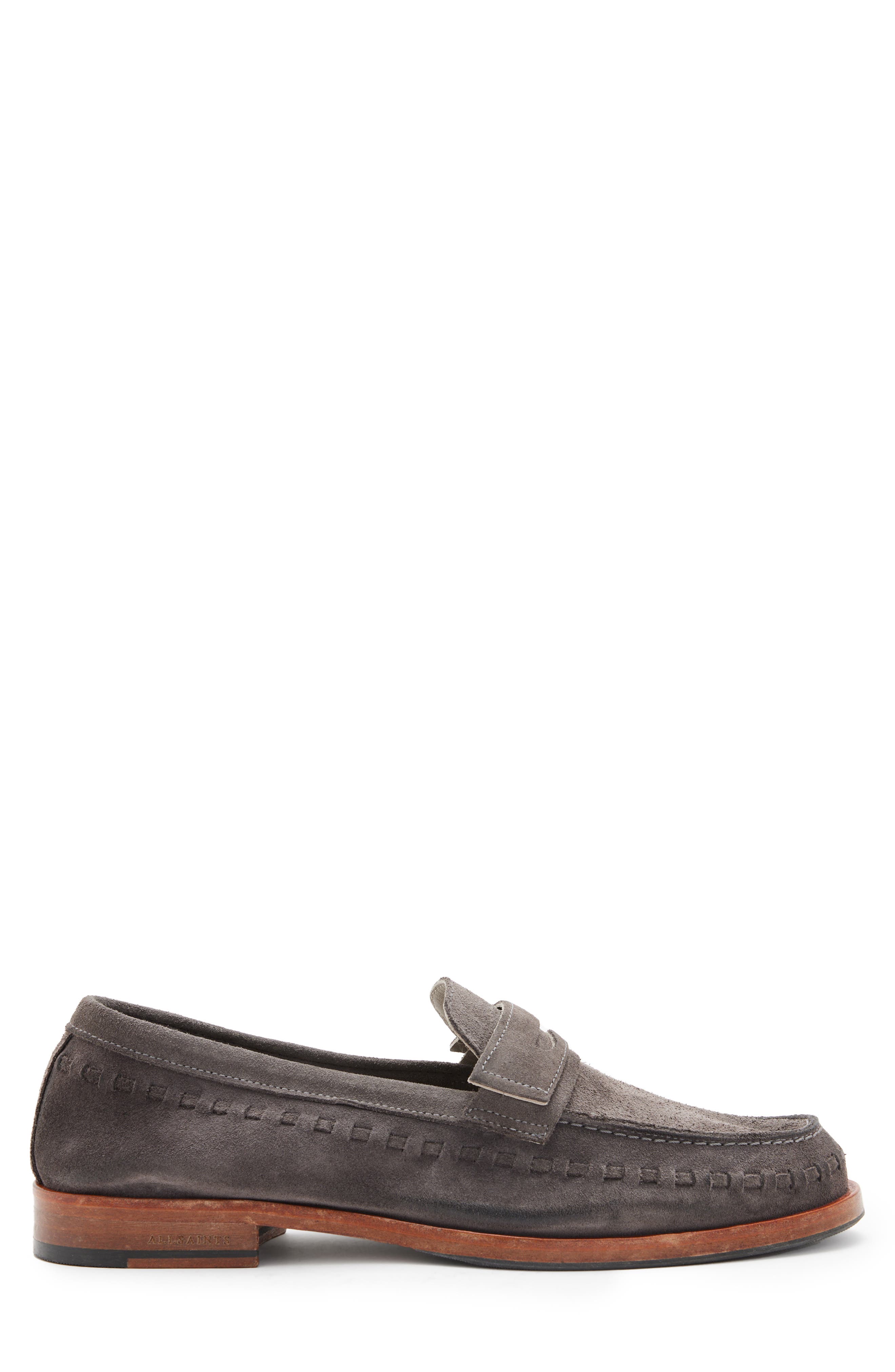 AllSaints Sammy Suede Penny Loafer, Alternate, color, 