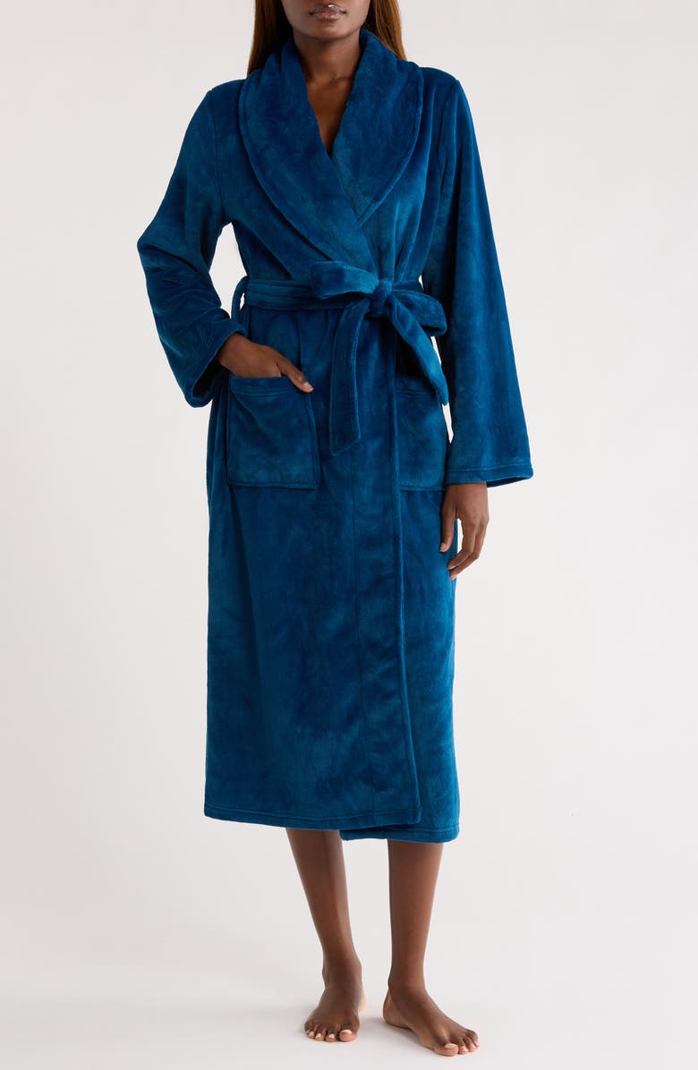 Nordstrom Shawl Collar Plush Longline Robe, Main, color, Blue Opal