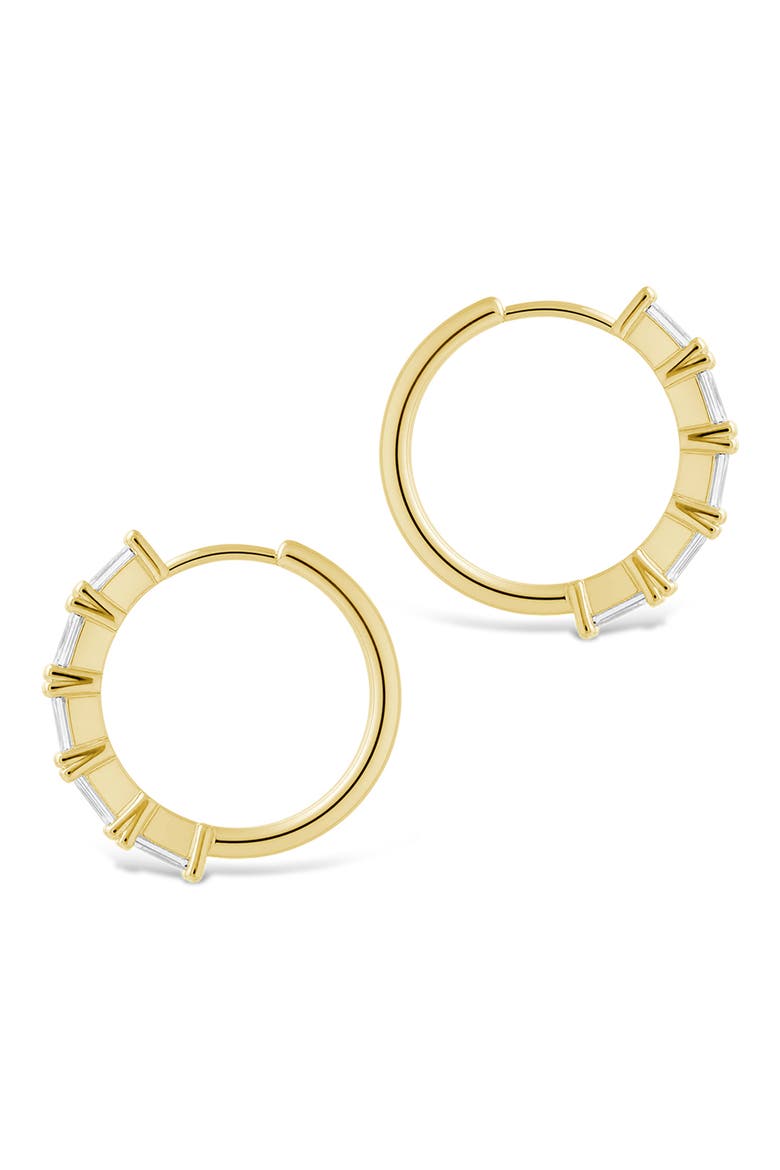 Baguette Cubic Zirconia Huggie Hoop Earrings, Alternate, color, GOLD
