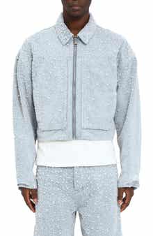 Faux Pearl Textured Crop Jacket