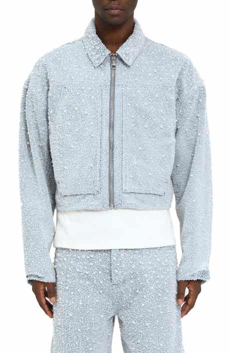 Faux Pearl Textured Crop Jacket