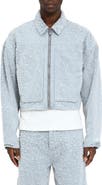 PURPLE BRAND Faux Pearl Textured Crop Jacket