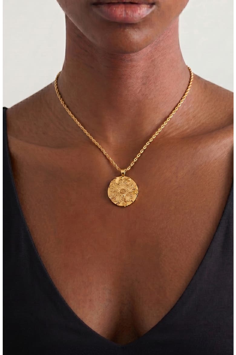 Flower Pendant Rope Necklace In Gold, Alternate, color, Gold