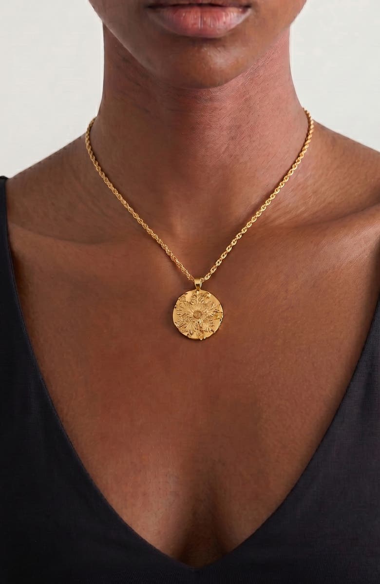 YOJ Flower Pendant Rope Necklace In Gold, Alternate, color, Gold