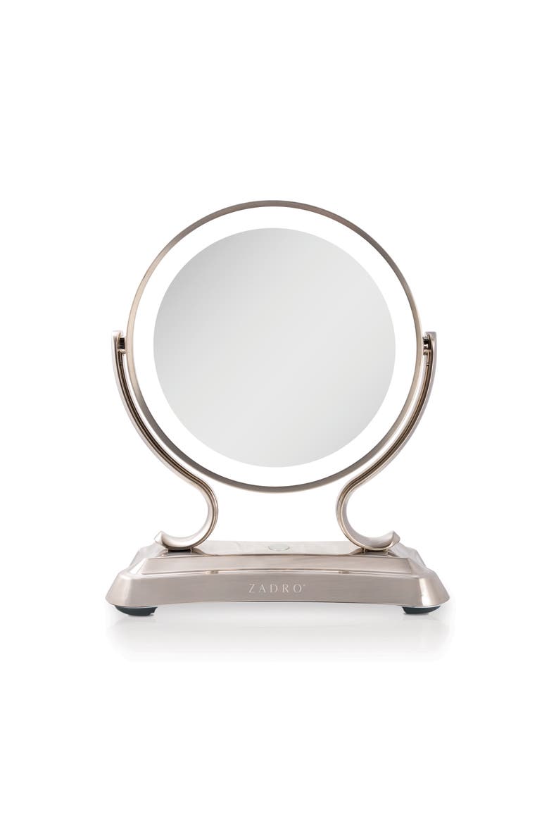 Glamour Lighted Makeup Mirror with 5X/1X Magnification, Main, color, Satin Nickel