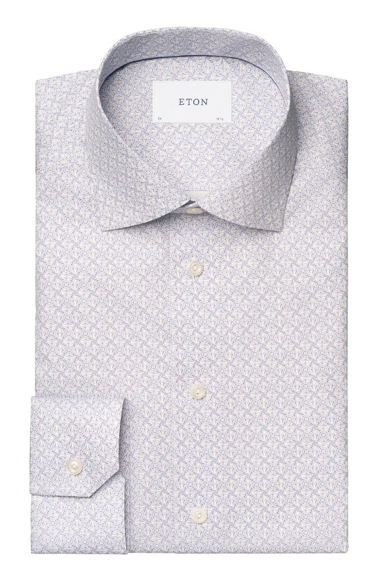 Eton Slim Fit Geometric Print Cotton Dress Shirt, Alternate, color, Pink
