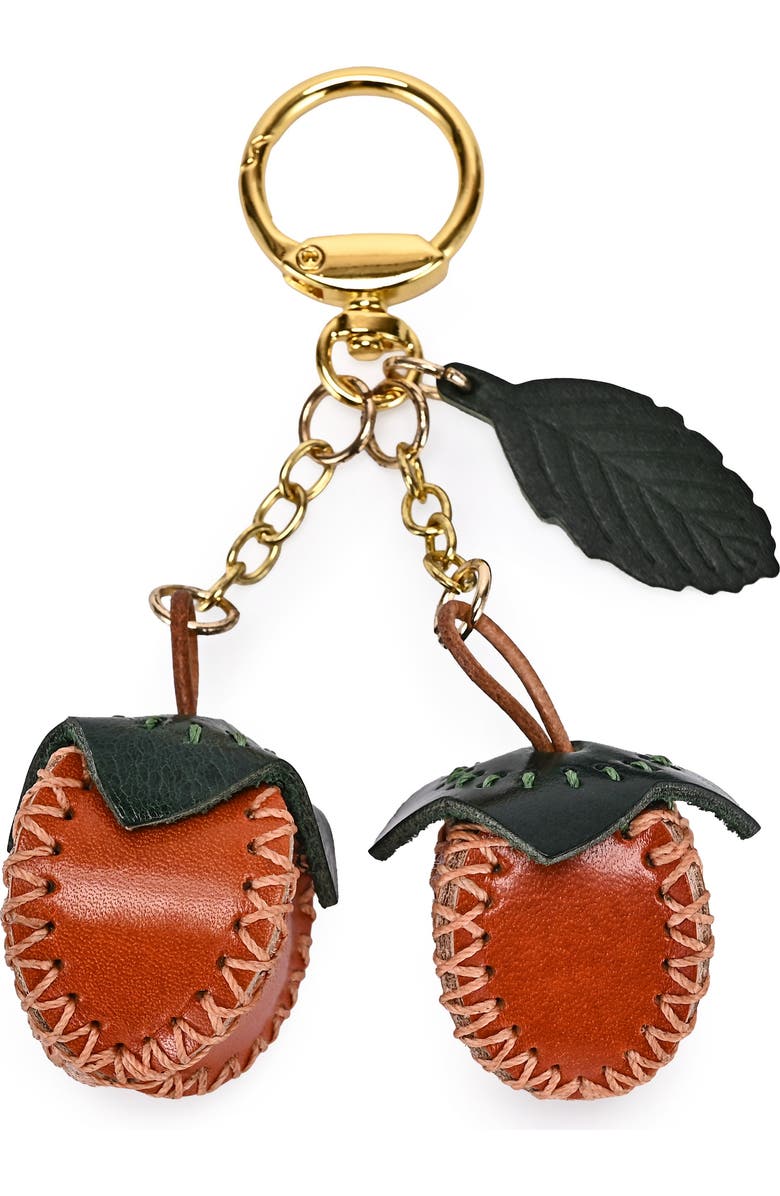 OLD TREND Simi Genuine Leather Mini Fruit Key Charm, Main, color, Caramel