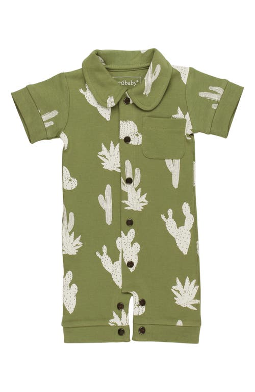 Shop L'ovedbaby Print Organic Cotton Pocket Romper In Sage Cactus
