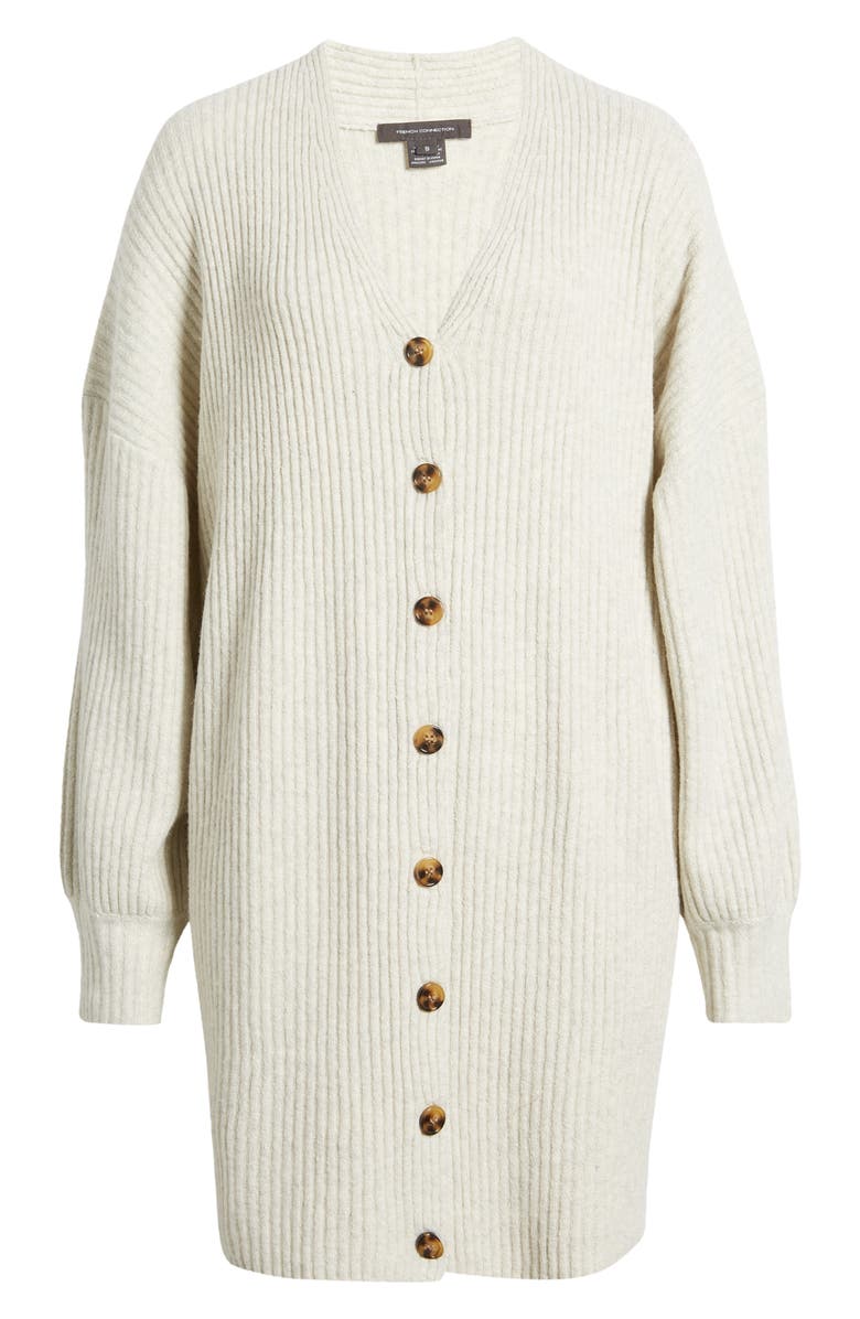 French Connection Babysoft Rib Button Front Long Sleeve Sweater Dress, Alternate, color, 24-Lgt Oatmeal Mel