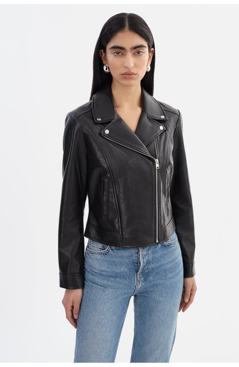 LAMARQUE Klea | Recycled Leather Biker Jacket, Main, color, Black