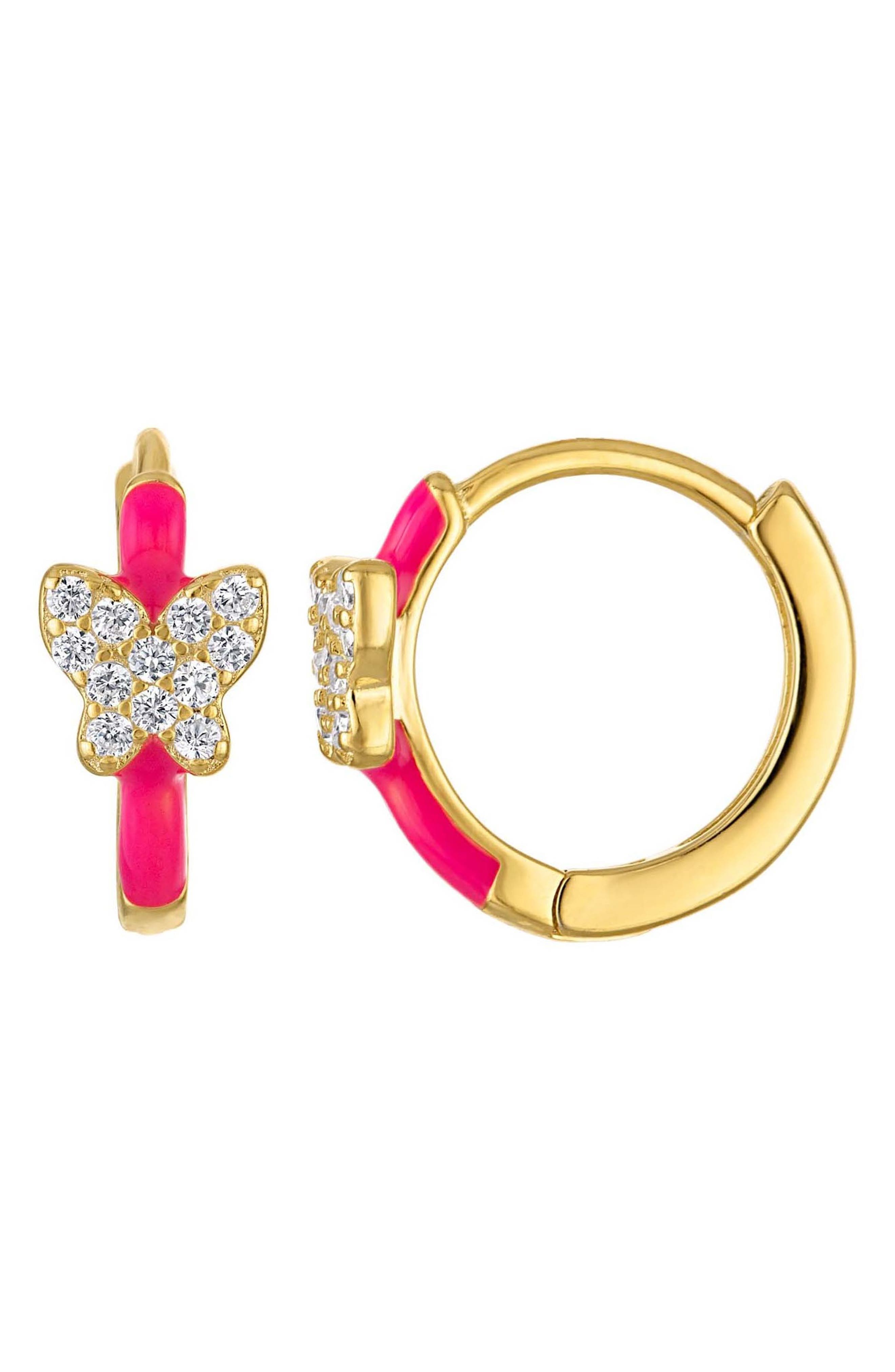 FZN Kid's Cubic Zirconia Huggie Hoop Earrings