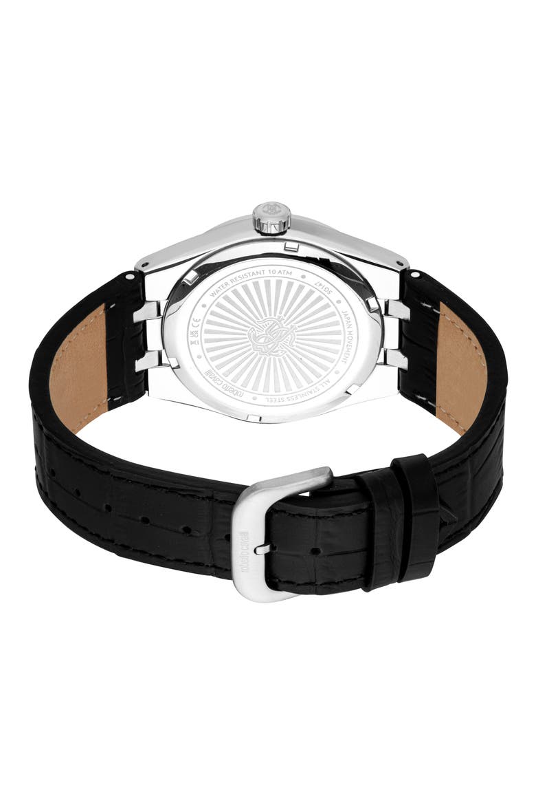 Spirito Leather Strap Watch, 40mm, Alternate, color, BLACK