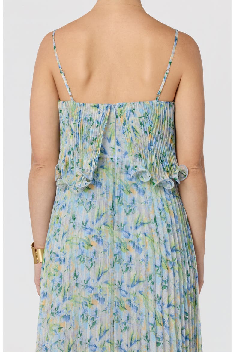 Makennah Floral Plissé Maxi Dress, Alternate, color, BLUE GREEN FLORAL