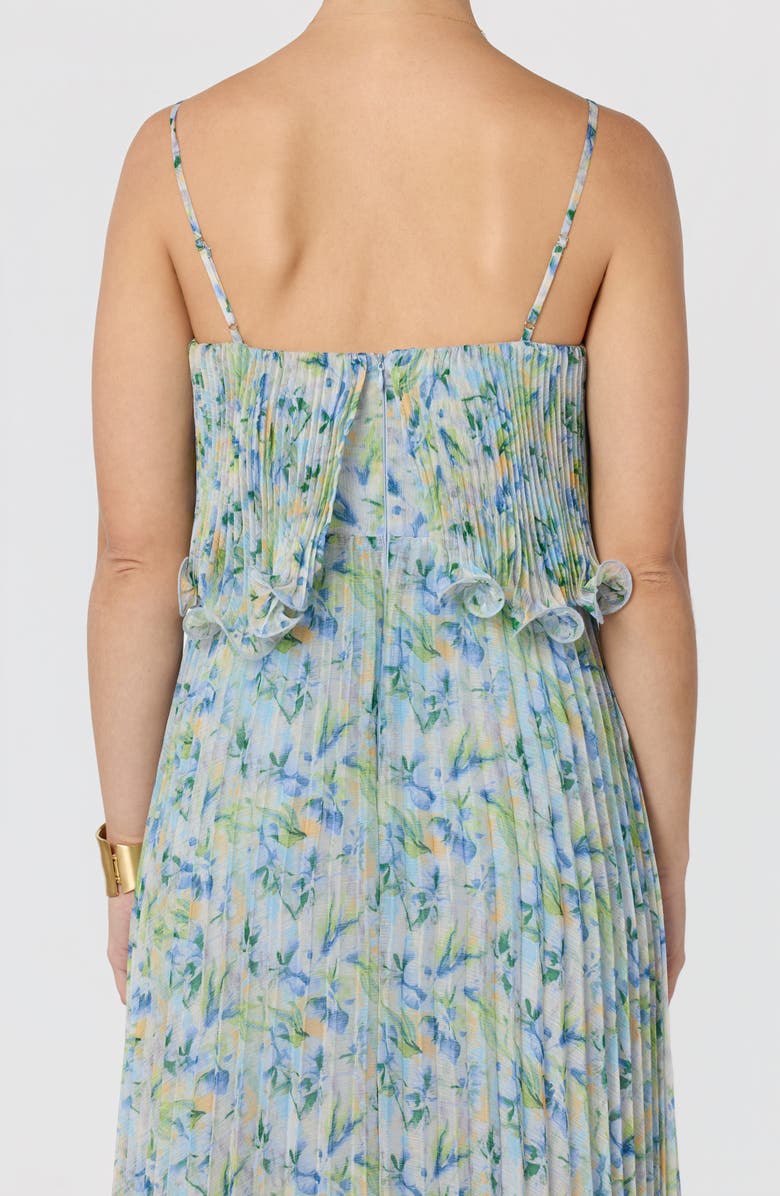 ASTR the Label Makennah Floral Plissé Maxi Dress, Alternate, color, Blue Green Floral