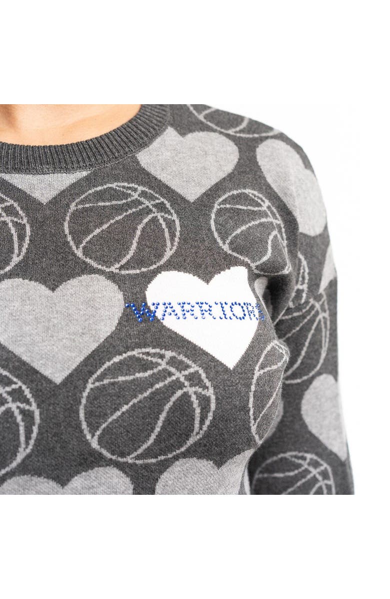 LUSSO Women's Lusso Charcoal Golden State Warriors Basketball Love Swarovski Crystal Intarsia Pullover Sweater, Alternate, color, Charcoal