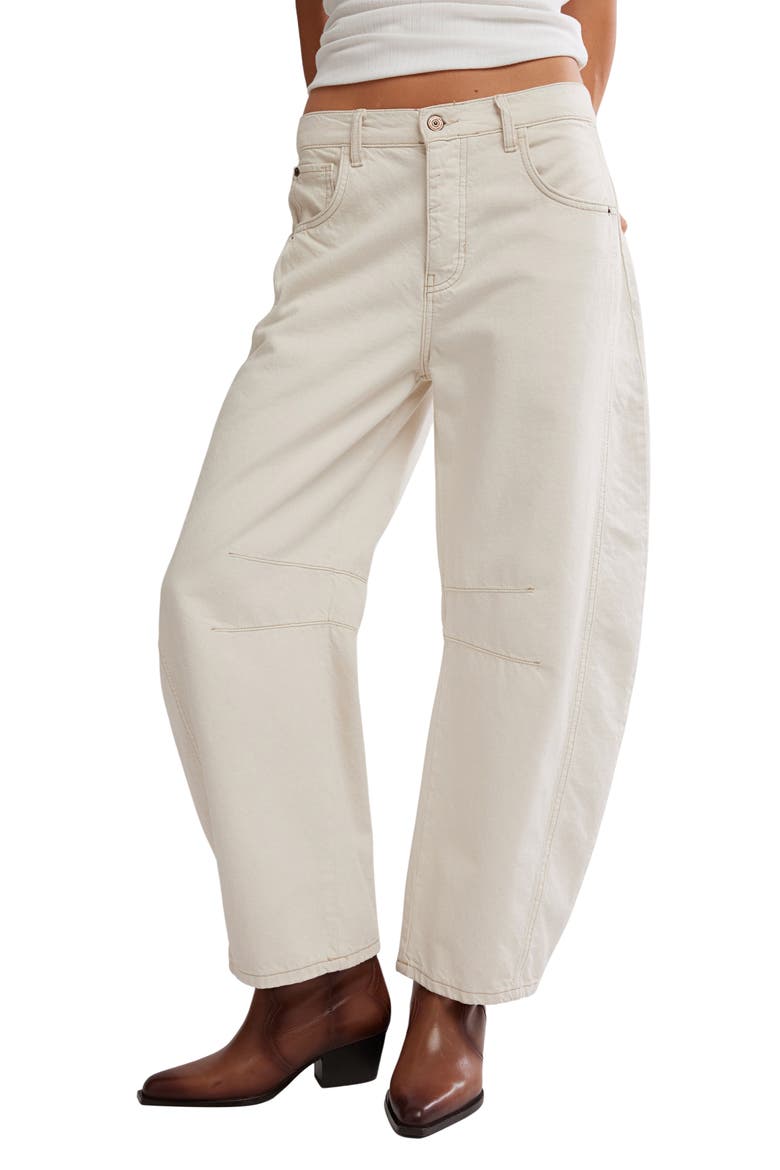 Good Luck Mid Rise Barrel Leg Jeans, Main, color, MILK