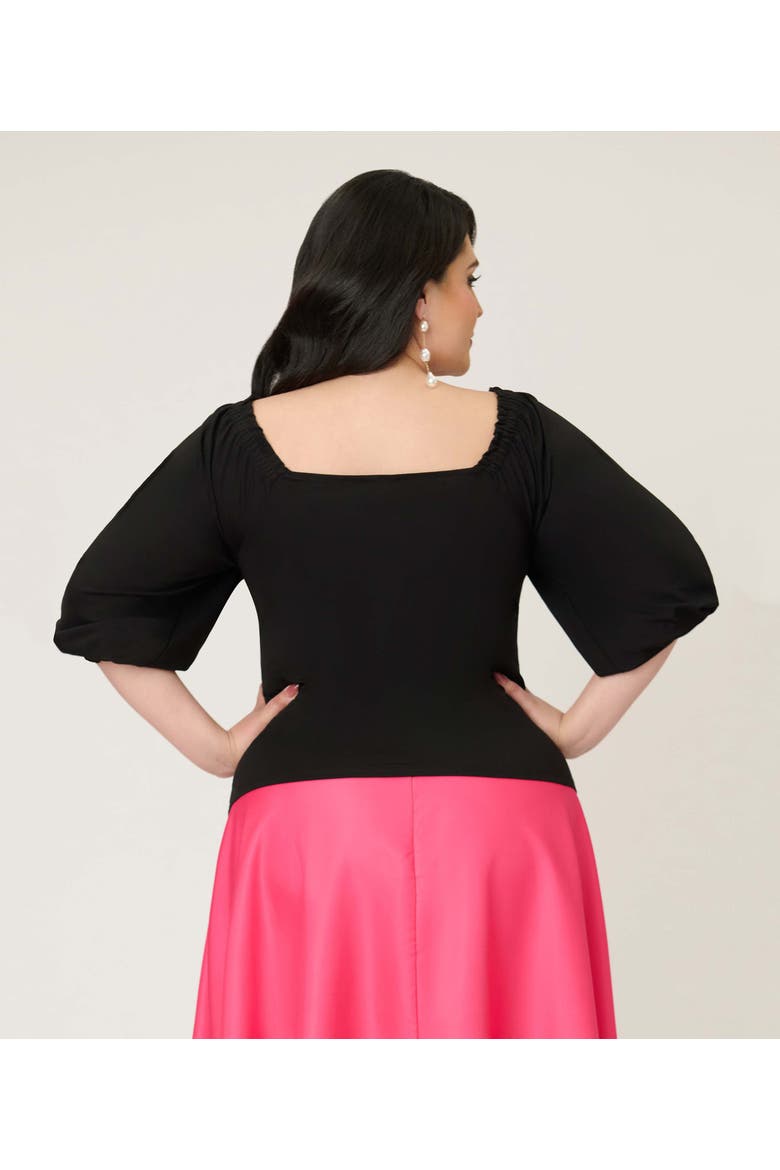 Plus Size Peasant Sleeve Blouse, Alternate, color, Solid Black