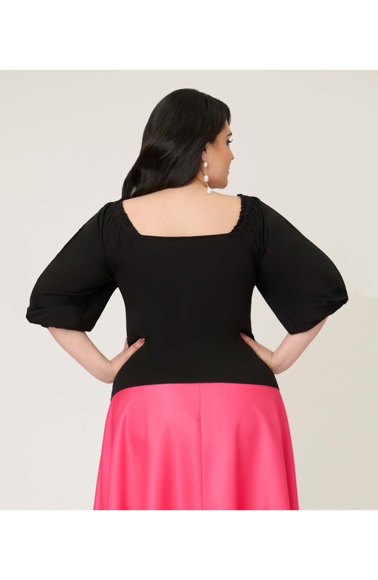 Unique Vintage Plus Size Peasant Sleeve Blouse, Alternate, color, Solid Black