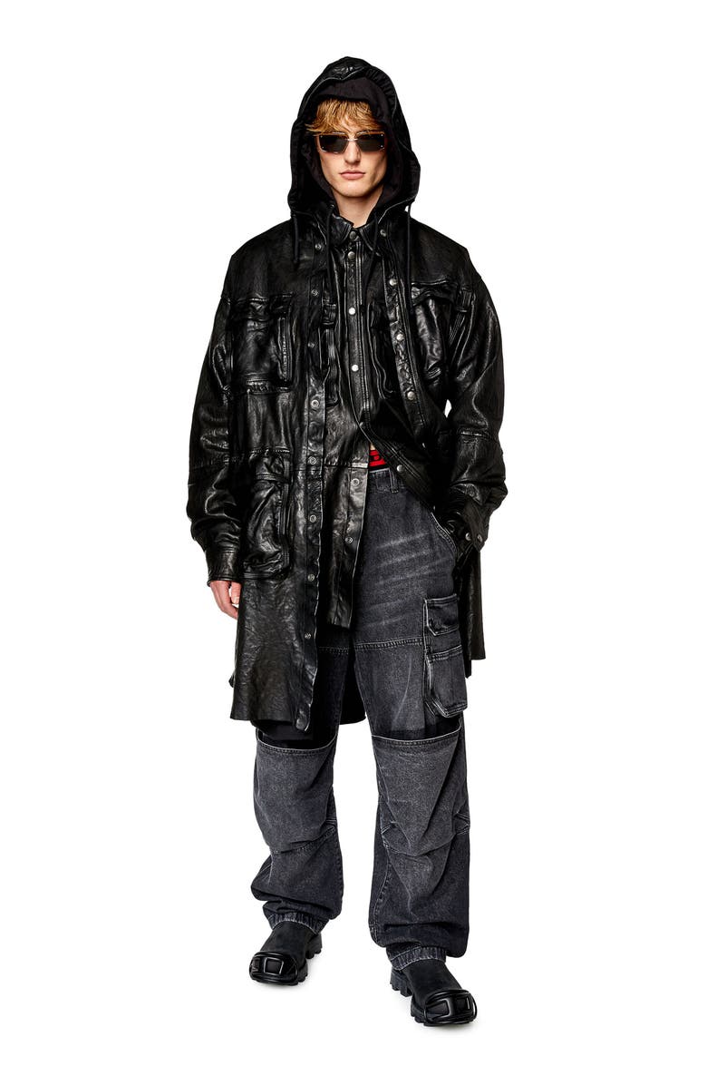 DIESEL<sup>®</sup> L-Sphinx Double Hood Leather Jacket, Alternate, color,