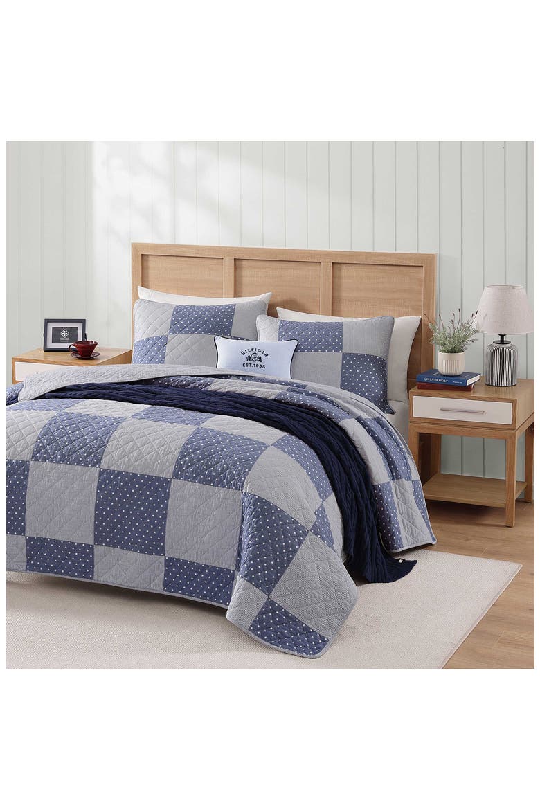 Ithaca Stargaze Patchwork Cotton Quilt & Shams Set, Alternate, color, WHITE/ DEEP BLUE
