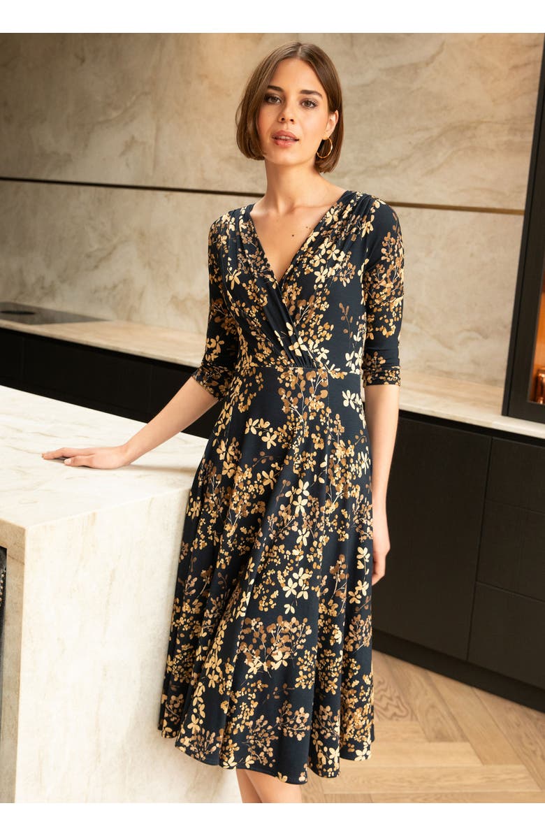 Alie Street London Annie 3/4 Sleeve Midi Dress, Alternate, color, Golden Blossom