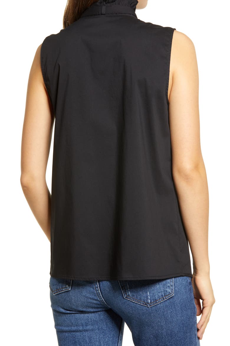 Sleeveless Tie Neck Blouse, Alternate, color, BLACK