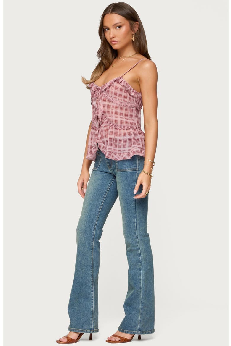 Ruffle Tie Front Chiffon Camisole, Alternate, color, PINK