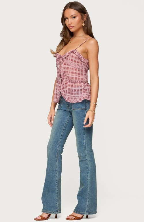 Edikted Chiffon Printed Tie Front Ruffle Top