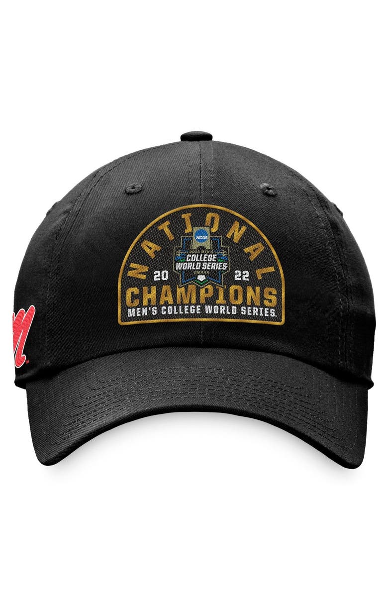 TOP OF THE WORLD Men's Top of the World Black Ole Miss Rebels 2022 NCAA Men's Baseball College World Series Champions Locker Room Crew Adjustable Hat, Alternate, color,