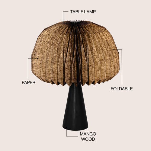 Jonathan Y Sylvie 16" Modern Minimalist Paper Pleated Shade Mushroom Accent Led Table Lamp In Black