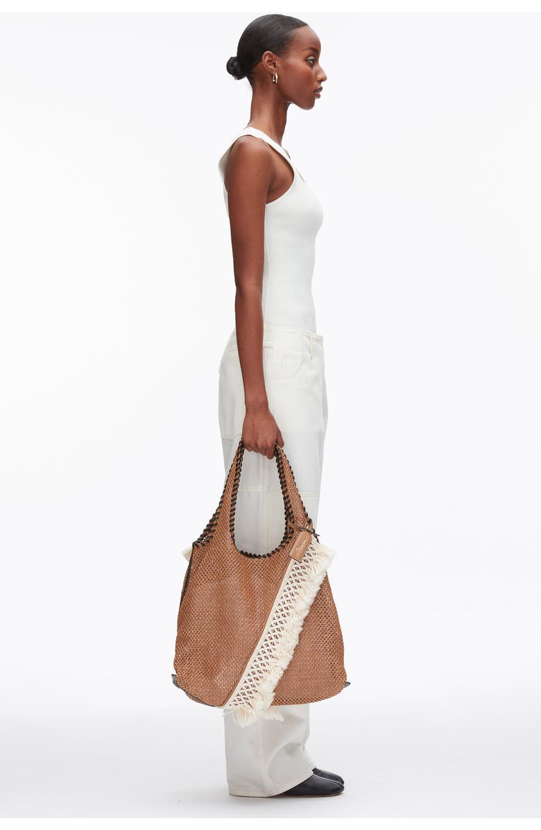 3.1 Phillip Lim Raffia Fringe Market Tote Bag, Alternate, color, Brown