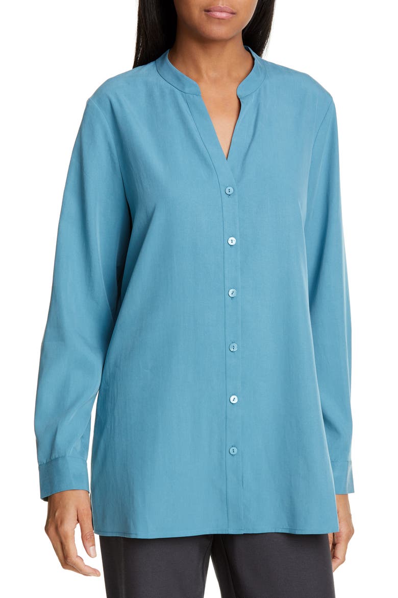 Mandarin Collar Shirt, Main, color, RIVER