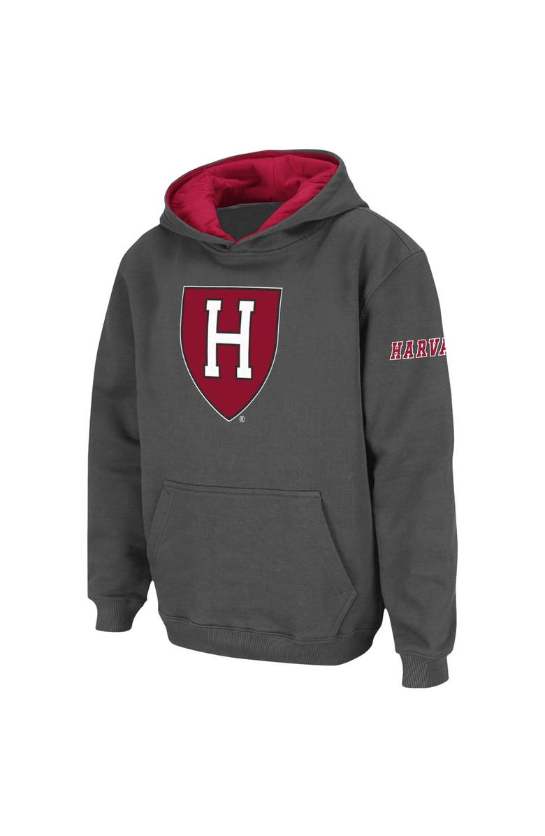STADIUM ATHLETIC Youth Charcoal Harvard Crimson Big Logo Pullover Hoodie, Alternate, color, Charcoal