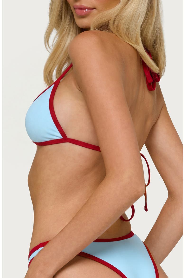 Dina Contrast Triangle Bikini Top, Alternate, color, LIGHT-BLUE