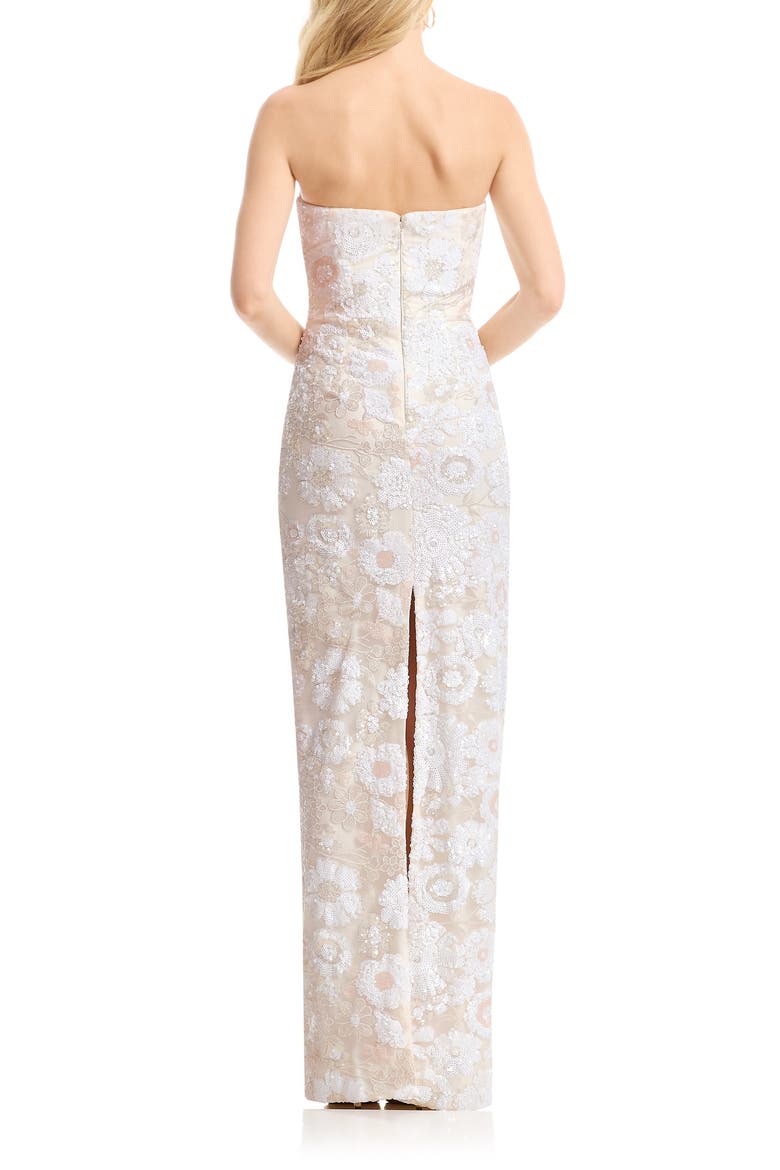 Vada Sequin Floral Strapless Column Gown, Alternate, color, OFF WHITE MULTI