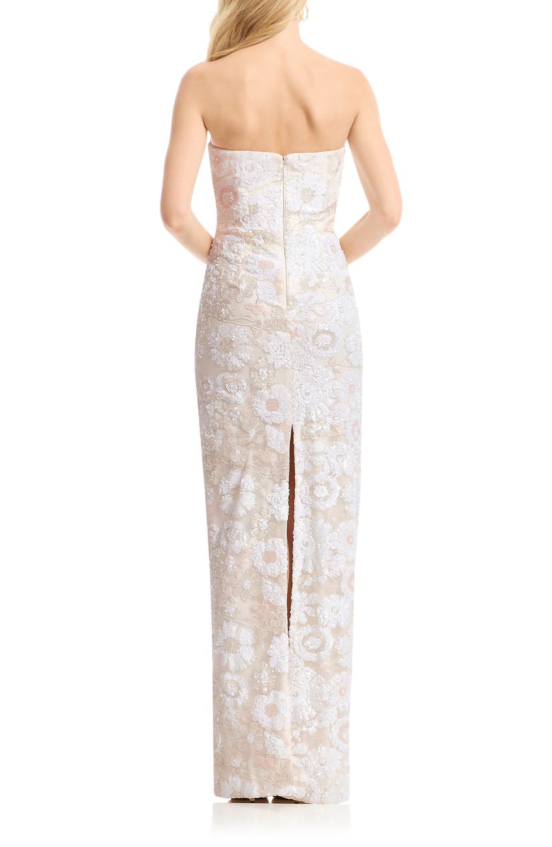 Dress the Population Vada Sequin Floral Strapless Column Gown, Alternate, color, 