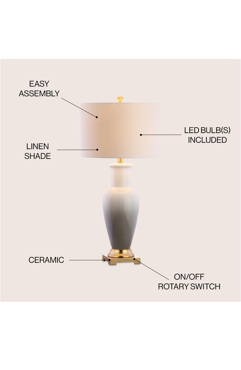 JONATHAN Y Dip Dye 31.5" Ceramic LED Table Lamp, Alternate, color, White/Gray