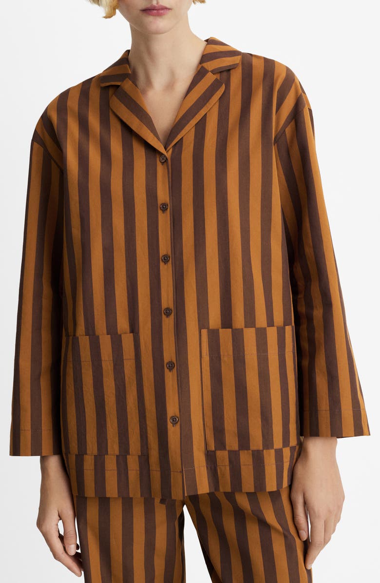 MANGO Cotton Striped Pajama Shirt, Main, color, 