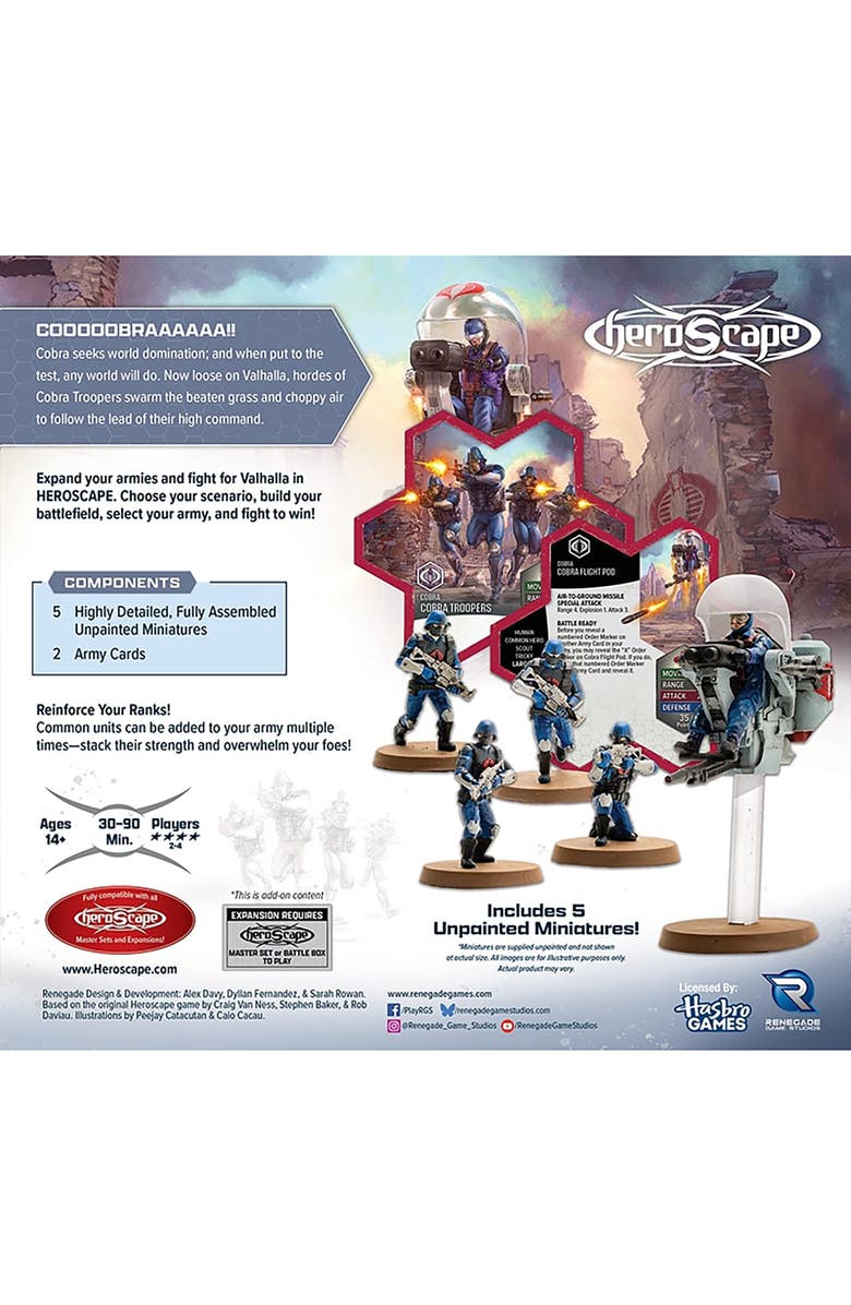 Renegade Game Studios GI JOE Heroscape, 5 Unpainted Miniatures, 2 Army Cards, Alternate, color, Multicolored