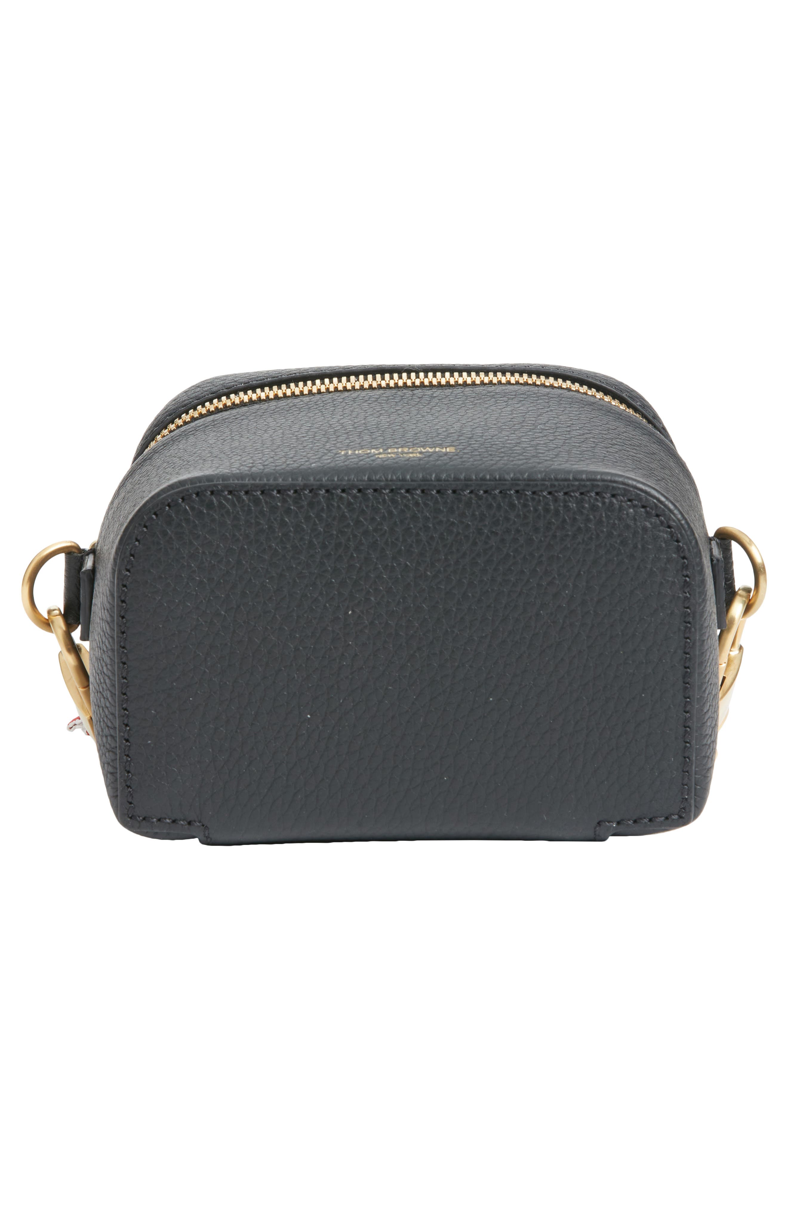 Thom Browne Box Leather Crossbody Pouch, Alternate, color, Black
