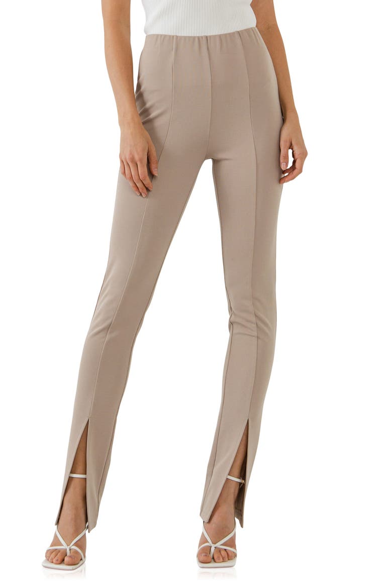 Front Slit Flared Pants, Main, color, TAUPE