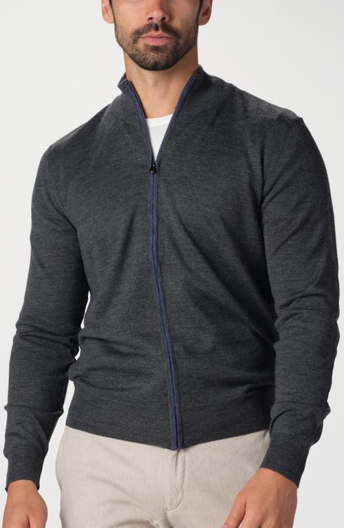 Studio Garnet Los Angeles Lightweight Merino Wool Full Zip Sweater In Gray